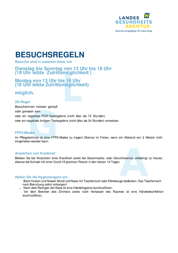 Besucherregelung ab 7.3.2022