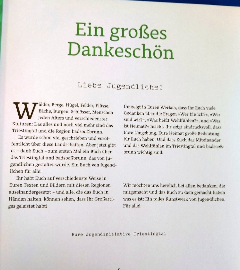 Eine Seite im Buch, auf der "ein großes Dankeschön" steht.